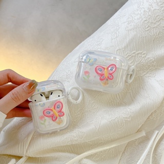 เคสหูฟังบลูทูธ ลายผีเสื้อ สีชมพู สําหรับ Airpods 1 2 Airpods Pro Airpods 3 Pro2 Generation TikTok