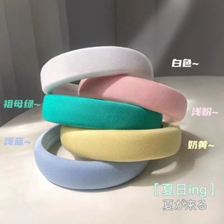 Comfortable material spring and summer macaron sponge wide-edged hair hoop heightened young girl ins all kinds of go out headband hair accessories