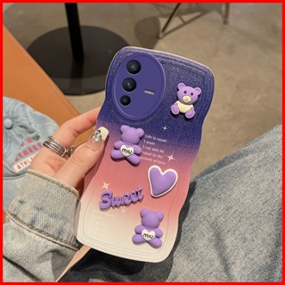 เคส Vivo V23 เคสโทรศัพท์มือถือ tpu แบบนิ่ม ลายการ์ตูน 3D ไล่โทนสีชมพู สีฟ้า สําหรับ Vivo V23 MMX