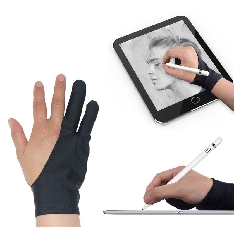 ถุงมือศิลปินสองนิ้ว ป้องกันสัมผัส สําหรับวาดภาพ แท็บเล็ต ปากกาทัชสกรีน ป้องกันการเปรอะเปื้อน สําหรับ IPad สําหรับ Samsung ALL Tablet PC Stylus Sleeve
