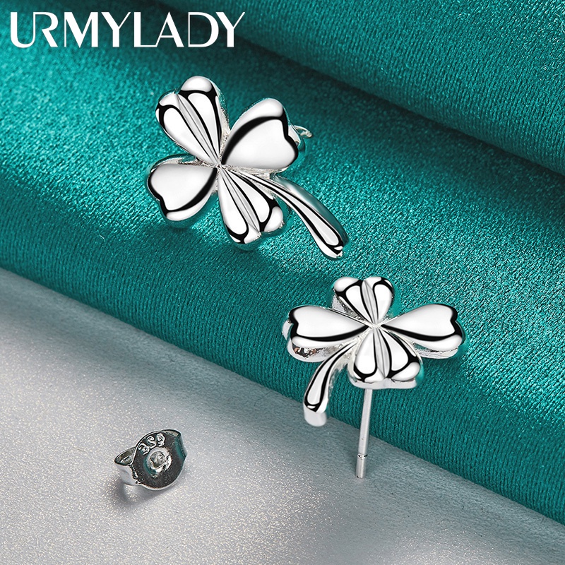 Urmylady ต่างหูสตั๊ด เงินแท้ 925 รูปใบโคลเวอร์สี่แฉก เครื่องประดับแฟชั่น สําหรับผู้หญิง งานแต่งงาน ปาร์ตี้