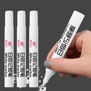 ชุดปากกามาร์กเกอร์ สีขาว 3.0 มม. กันน้ํามัน กันน้ํา ปากกาเจล สีขาว DIY กราฟฟิตี ร่างภาพ เครื่องเขียน เขียน อุปกรณ์การเรียน แปรง