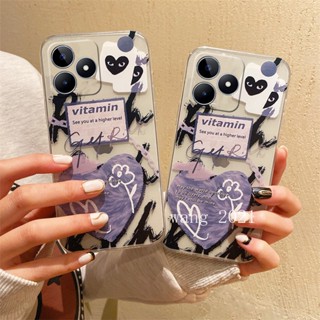 [พร้อมส่ง] เคสโทรศัพท์มือถือ ซิลิโคนนิ่ม แบบใส ลายดอกไม้สีม่วง สําหรับ Realme C53 C55 NFC 2023 RealmeC53