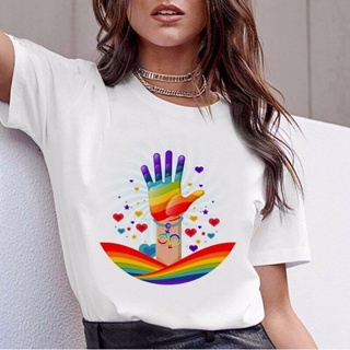 ข้อเสนอพิเศษ Family Love Is Love Top Tee Shirt Summer Women Gay Pride Tshirt Female Love Lesbian Rainbow LGBT T Shirt Ha