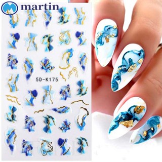 Martin สติกเกอร์ตกแต่งเล็บ ลายหินอ่อน สีทอง สําหรับผู้หญิง