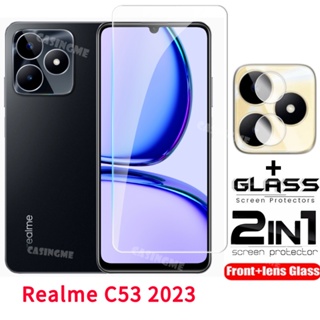 2 In 1 ฟิล์มกระจกนิรภัยกันรอยหน้าจอ และเลนส์กล้อง สําหรับ RealmeC53 2023 Realme C53 53C C 53 55 C55 4G 5G