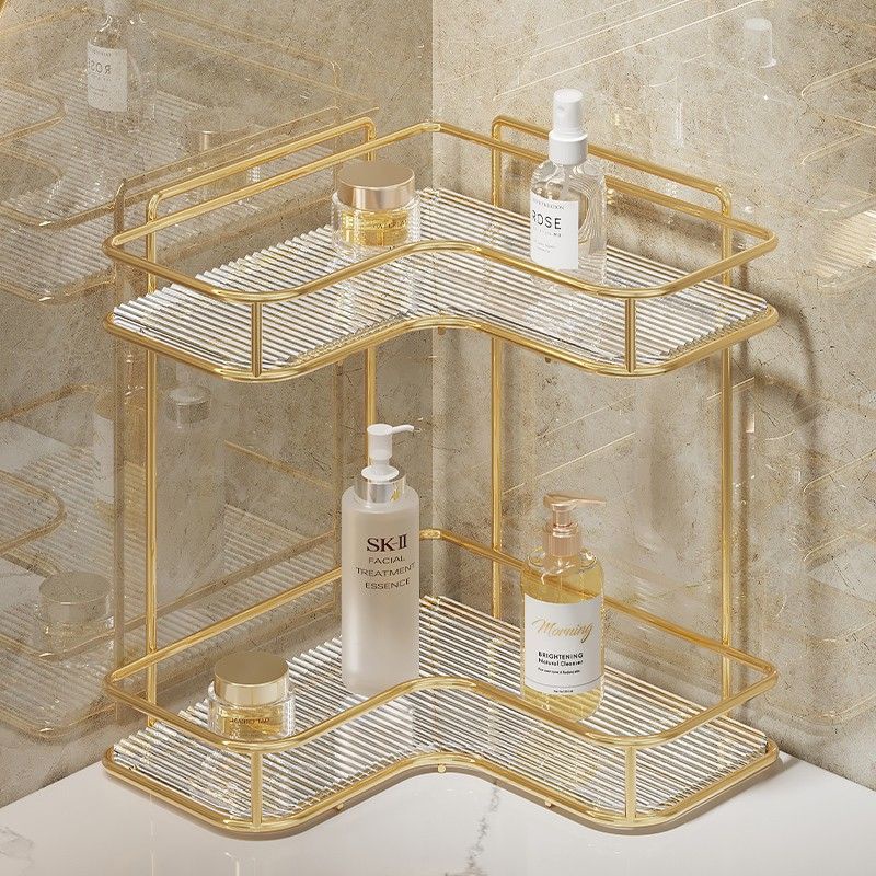 [พร้อมส่ง] ชั้นวางของอะคริลิค ทรงสามเหลี่ยม ไม่ต้องเจาะผนัง สําหรับวางของในห้องน้ํา