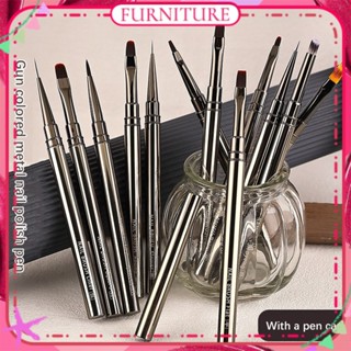 ♕Nail Art Functional Brush Full Set Metal Rod Painting Gradient Large Square Phototherapy Painted Layered Pen Manicure Tool For Nail Shop 1Pc FURNITURE