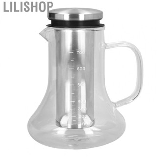 Lilishop Cold Coffee Brewer Cold Brew Coffee Pot 700ml Compact Borosilicate Glass Transparent Portable with Removable Stainless Steel