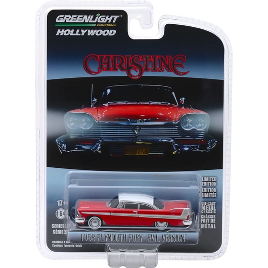 GreenLight 1:64 1958 Plymouth Fury (เวอร์ชั่น Evil) แก้ว黑色
