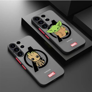 เคสโทรศัพท์มือถือนิ่ม เนื้อแมตต์ กันรอยนิ้วมือ ลาย Avengers Groot Yoda สําหรับ Samsung S8 S9 S10 S10E S10 Lite S20 S20FE S21 S22 S23 S32 Plus Ultra 5G A32 A53 J6 M51 5G
