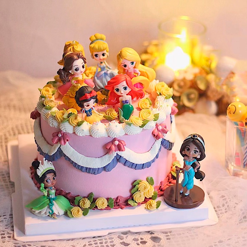 (คุณภาพสูง) PVC mini princess ของเล่นโมเดล Shortcake ตกแต่ง, Snow White นางเงือกโมเดลเด็กทารก อุปกรณ์งานเลี้ยงวันเกิด
