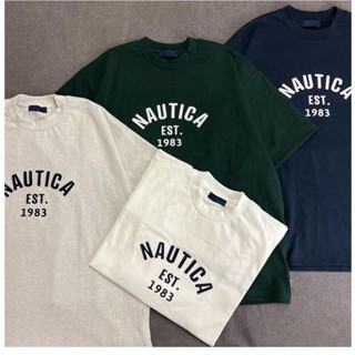 GEOK NAUTICA/Hasegawa 23ss Logo embroidered heavy short sleeve Japanese loose retro T-shirt solid color casual