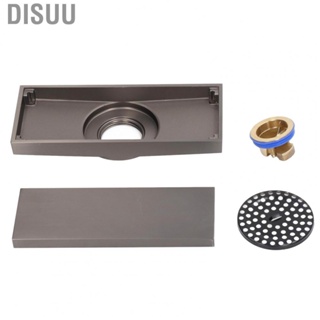 Disuu Floor Drain  Glossy Grey Large Flow Rectangular Floor Drain Easy Installation with Hair Filter for Bathroom