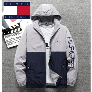 Tommy Hilfiger เสื้อแจ็กเก็ตคาร์ดิแกน มีฮู้ด กันลม ระบายอากาศ น้ําหนักเบา 100% สําหรับผู้ชาย และผู้หญิง