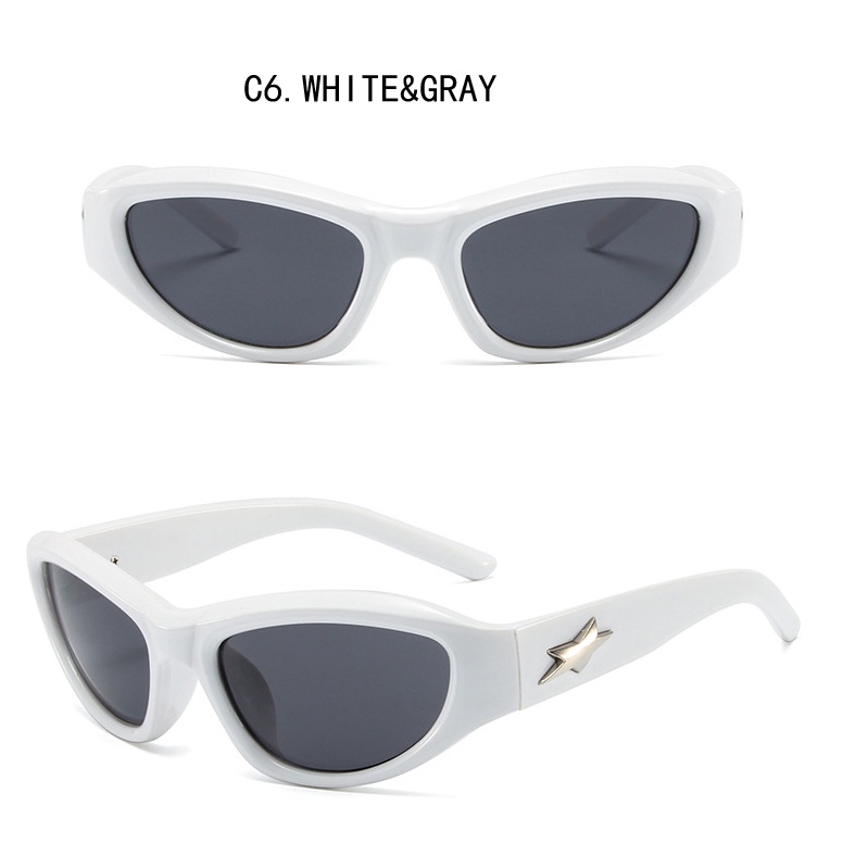 【จัดส่งฟรี】 Y2k แว่นตากันแดด ป้องกันรังสียูวี สไตล์ฮิปฮอป เหมาะกับการเล่นกีฬา ขี่จักรยาน สําหรับผู้หญิง และผู้ชาย - รูปที่ 7