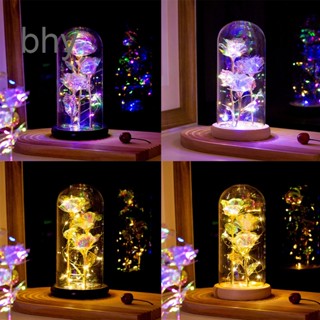 Bhy BHY ดอกกุหลาบนิรันดร์ 3D LED ของขวัญวันแม่ สําหรับตกแต่งบ้าน