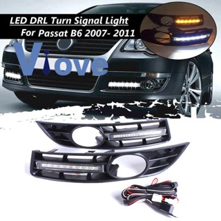 กระจังหน้าไฟตัดหมอก LED DRL กันน้ํา สําหรับ Passat B6 2007-2011