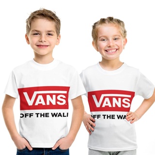 เสื้อยืด คอกลม พิมพ์ลาย Vans off the Wall 3 มิติ แฟชั่นฤดูร้อน สําหรับเด็กผู้ชาย และเด็กผู้หญิง