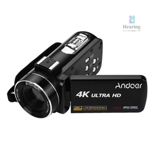 Andoer กล้องบันทึกวิดีโอดิจิทัล 4K มืออาชีพ เซนเซอร์ CMOS พร้อมที่เสียบแฟลช สําหรับเมาท์ไมโครโฟน 3.0 มา 6.5