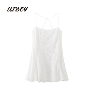 Uibey ชุดเดรส ปักลาย สีพื้น 130