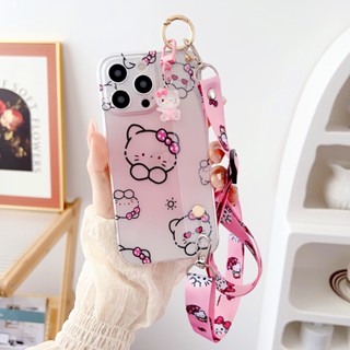 Yiki|เคสมือถือ แบบนิ่ม ลายการ์ตูนคิตตี้ พร้อมสายคล้อง สําหรับ Samsung S23 Ultra S23 S22 Plus S21 Ultra S20 S21 FE S10 Lite Note 20 Ultra 20 10 Pro 10 Lite