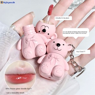 Magic Casa Little Bear Keychain Matte Velvet Lip Glaze Portable Cute Whitening Moisturizing Waterproof Non-fading Lipstick highgoss.th