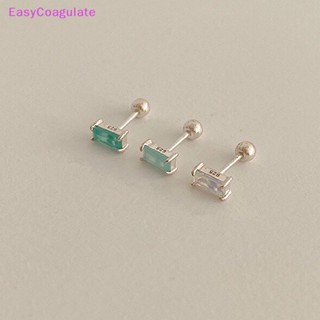 Eas ต่างหูสตั๊ดเกลียว เงินสเตอร์ลิง S925 ประดับเพทาย เครื่องประดับ สําหรับผู้หญิง 1 คู่