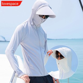 Lovespace UPF 50+ เสื้อแจ็กเก็ต กันลม ระบายอากาศ แห้งเร็ว ป้องกันแดด ป้องกันรังสียูวี สําหรับผู้ชาย N1R4