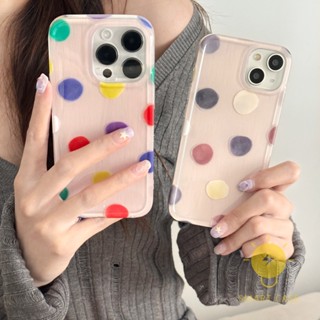 For เคสไอโฟน 14 Pro Max [Oil Painting Polka Dot Colorful] เคส Phone Case For iPhone 14 Pro Max Plus 13 12 11 For เคสไอโฟน11 Ins Korean Style Retro Classic Couple Shockproof Protective TPU Cover Shell