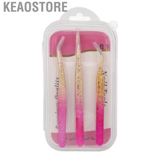 Keaostore Manicure Rhinestone Tweezer  Nail Art Set Stainless Steel Fine Tips Rust Proof for Salon