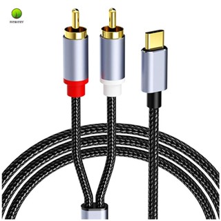 สายสัญญาณเสียง USB C เป็น 2RCA Type-C เป็น RCA คู่ สําหรับโทรศัพท์ แท็บเล็ต ยาว 1 เมตร