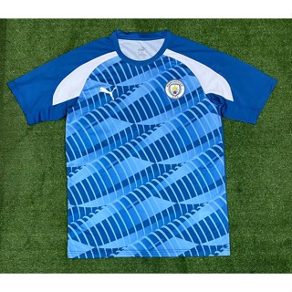 เสื้อกีฬาแขนสั้น ลายทีมฟุตบอล Manchester City สีฟ้า ไซซ์ S - XXL 23-24