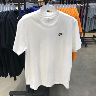 Nike เสื้อยืดคอกลม แขนสั้น ผ้าฝ้าย 100% ปักลายโลโก้ สไตล์คลาสสิก สําหรับผู้ชาย