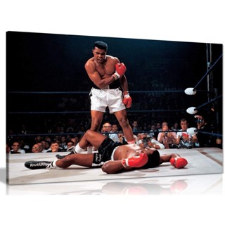 Muhammad Ali Boxing Sonny Liston ภาพศิลปะบนผ้าใบ สําหรับตกแต่งผนังบ้าน