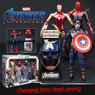 โมเดลฟิกเกอร์ อนิเมะ The Avengers Marvel Iron Man SpiderMan Captain America สําหรับตกแต่งบ้าน