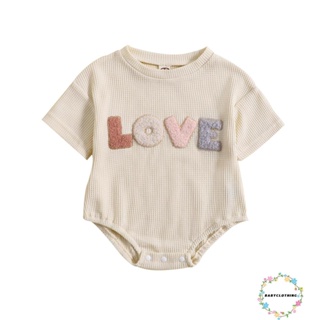 Babyclothes- ชุดจั๊มสูทรอมเปอร์ แขนสั้น คอกลม พิมพ์ลายหัวใจ แฟชั่นฤดูร้อน สําหรับเด็กผู้หญิง และเด็กผู้ชาย