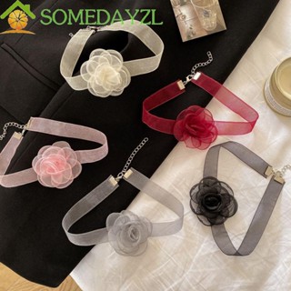 SOMEDAYZL สร้อยคอโช้กเกอร์ โลหะผสม ลายดอกไม้ สไตล์วินเทจ สําหรับผู้หญิง