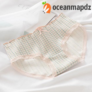 OCEANMAPDZ กางเกงชั้นใน ผ้าฝ้าย เอวกลาง ลายผลไม้ สไตล์ญี่ปุ่น สําหรับผู้หญิง