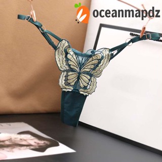 OCEANMAPDZ กางเกงชั้นใน ผ้าตาข่าย ปักลายผีเสื้อ สีโปร่งใส สําหรับผู้หญิง