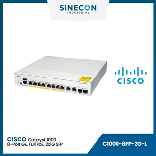 CISCO SWITCH สวิตซ์ Catalyst 1000 8port GE, Full POE, 2x1G SFP (C1000-8FP-2G-L)