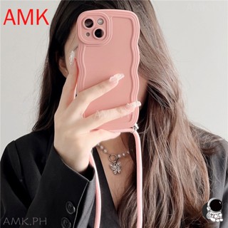 เคสโทรศัพท์มือถือ ลายคลื่น สีชมพู พร้อมสายคล้อง เรียบง่าย สําหรับ Tecno Camon 20 19 neo 18i 18 18p 18t 17p 17 16 15 12 pop 6 go Pouvoir 4 pro LC7 3 5 PLUS