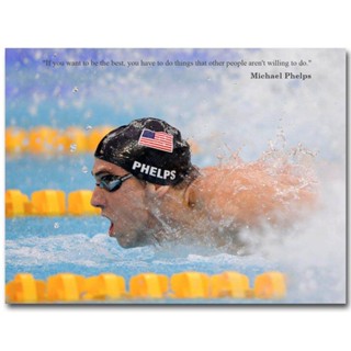 Michael Phelps Usa โปสเตอร์ ผ้าเรยอน ลายคําคมกีฬา สําหรับตกแต่งผนังบ้าน ฟิตเนส ว่ายน้ํา 0517