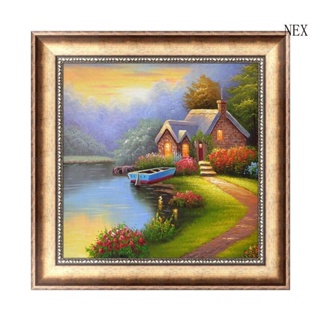 Nex ภาพจิตรกรรมปักครอสสติตช์ ลายบ้านทิวทัศน์ 5D DIY สําหรับตกแต่งบ้าน