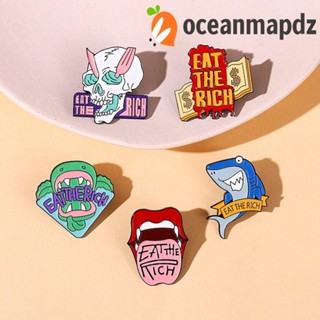 OCEANMAPDZ เข็มกลัด โลหะผสม ลายการ์ตูนจระเข้ ปากฉลาม สไตล์พังก์ ลําลอง เหมาะกับของขวัญ สําหรับผู้หญิง