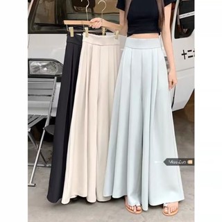 extra large size pleated suit pants skirt womens summer thin 2023 fashion wide leg pants high waist drape casual floor pants