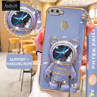 Andyh เคสโทรศัพท์มือถือ ลายนักบินอวกาศ 3D พร้อมสายคล้อง สําหรับ OPPO F9 F9 PRO A7 A5S A12 A11K