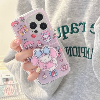 เคสโทรศัพท์มือถือ ซิลิโคนนิ่ม กันกระแทก ลายการ์ตูนน่ารัก พร้อมขาตั้ง สองชั้น สําหรับ Iphone 14promax 13 12 11 13pro