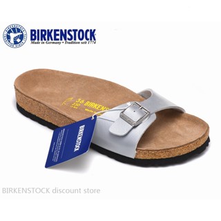 Birkenstock Madrid รองเท้าแตะ พิมพ์ลายงู คลาสสิก สีเงิน สําหรับผู้ชาย ผู้หญิง 34-44