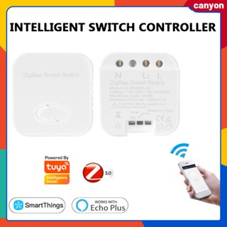 Tuya Zigbee 3.0 Mini Smart Switch Module App Remote Control รองรับการควบคุมด้วยเสียงทำงานร่วมกับ Alexa และ Google Home Multi Scenarios Matching Canyon